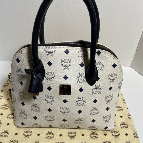 MCM Handbags - 💯 Authentic MCM Blue &White Alma Patern Bag👛
